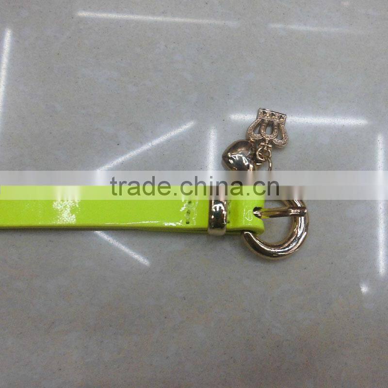 2014new product women PU leather waist belt cheap crown fashion multicolor buckles shiny dress belt for woman