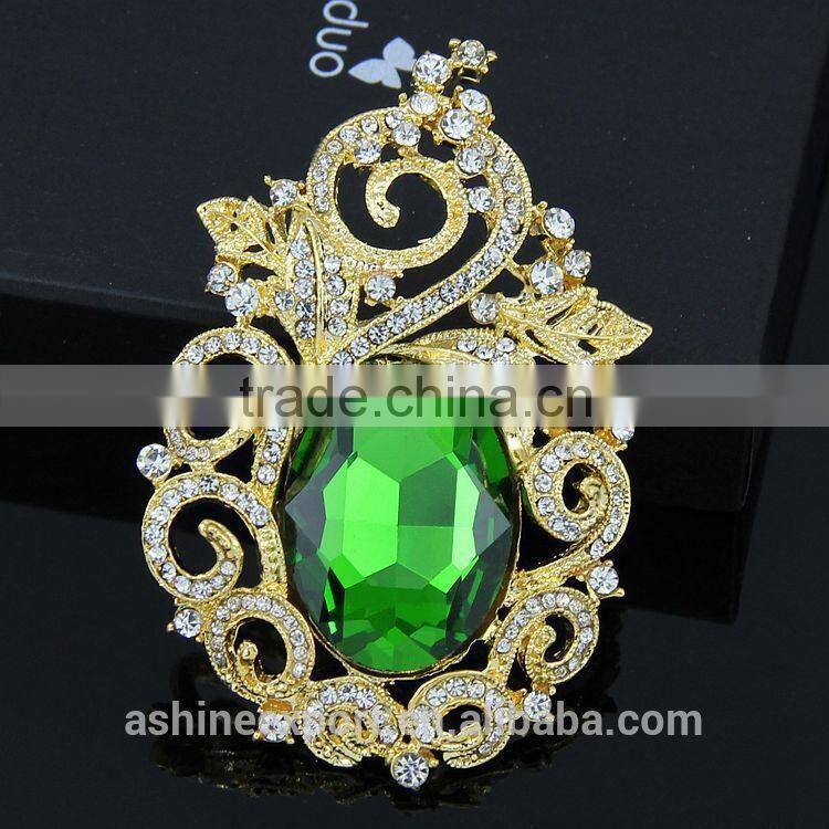 Retro elegant bulk crystal rhinestone brooch/handmade crystal rhinestone brooch