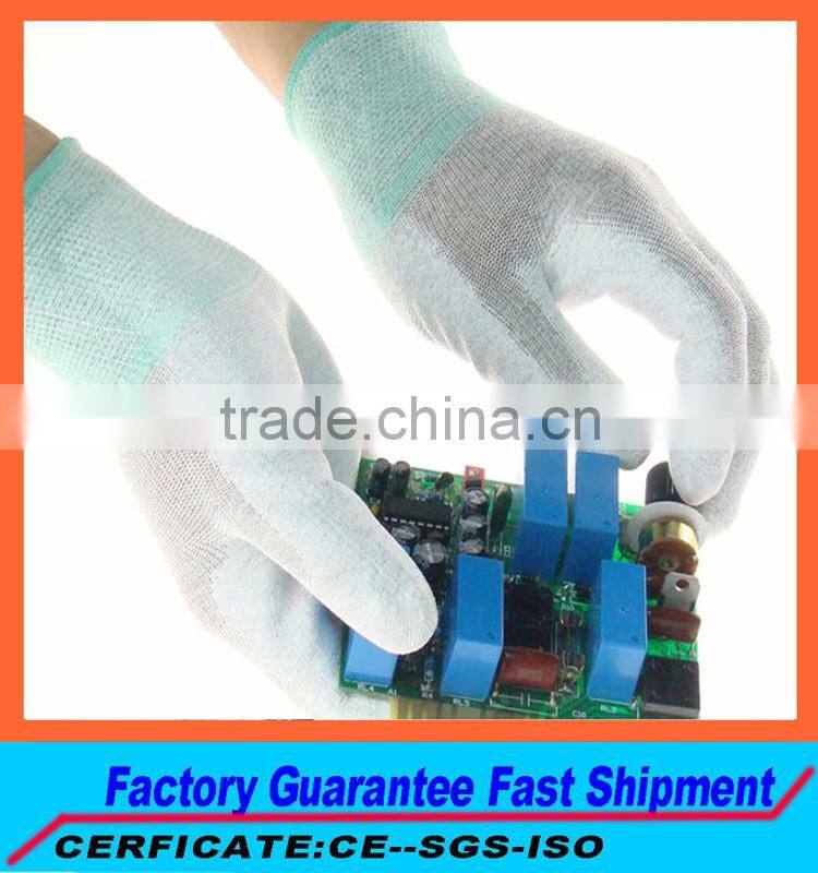 PU resin Assembly line esd glove Cell phone repair esd glove Light part handling esd pu palm coated work glove for sale