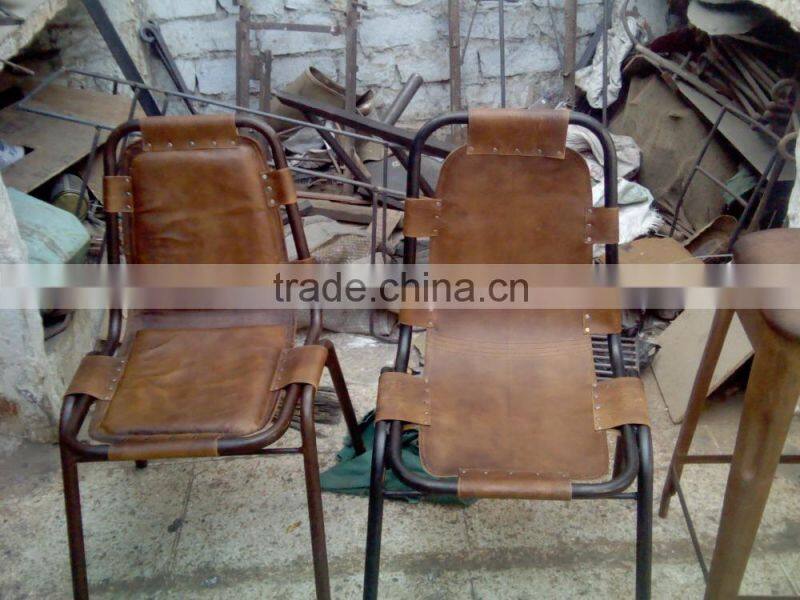 INDUSTRIAL LEATHER METAL FRAME CHAIR , HURRY LEATHER DINING CHAIR