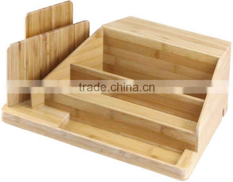 new design Charging Station and Dock with Built-in Power Strip Storage bamboo desk organizer pad and phone holder wholesale