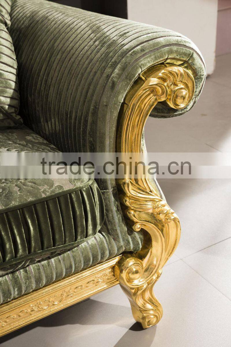 High quality antique living room solid wood fabric Italian classical sofa AL187