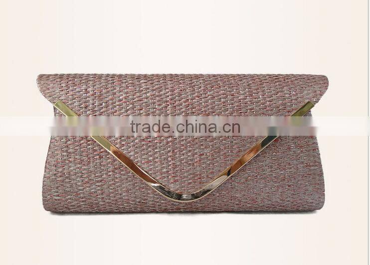 OEM business envelope straw clutch bag manufacturer making with machine in china