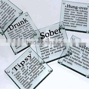 Photo frame type crystal glass coaster photo insert with wood material base