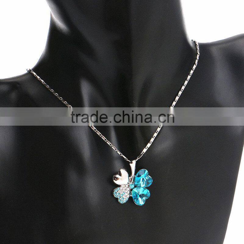 new model saudi gold stone Four Leaf Clover necklace chain