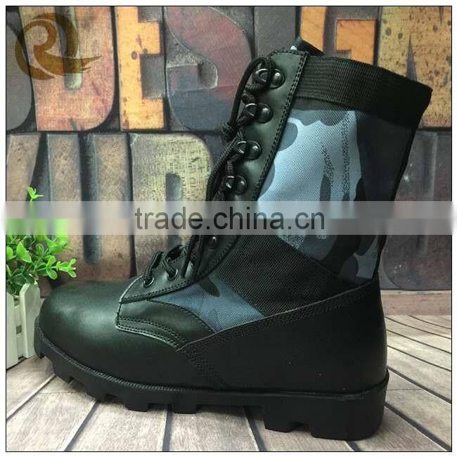 Genuine leather British black police jungle boots army boots