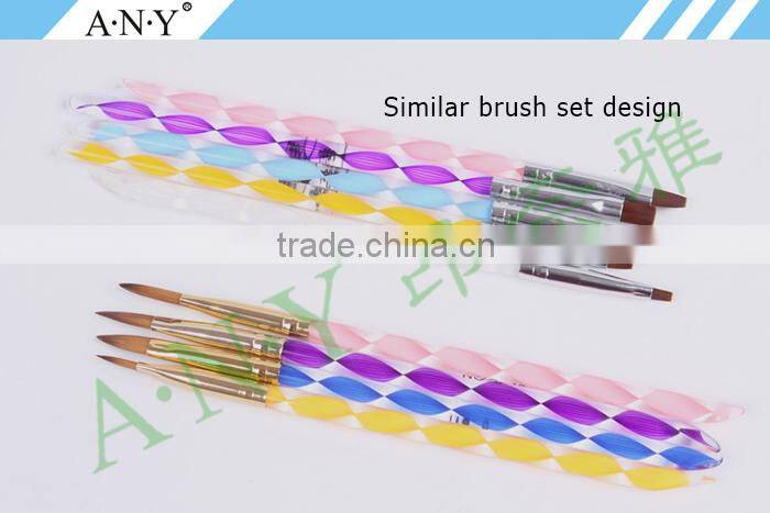 ANY Professional Nail Art Building Care 4PCS Wire Brush Set Pure Kolinsky Acylic Brush