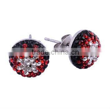 Crystal setting earring Stainless Steel Ear Studs with Aquamarine/Fuchsia/ White Gemstone