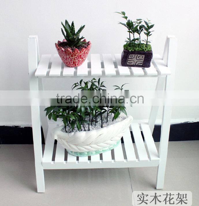 White folding MDF the two tier flower and plant display shelf