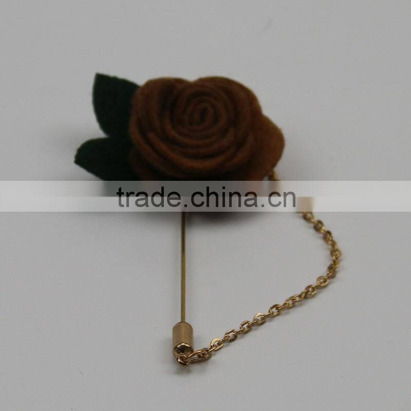 2016 Men Brooch Flower Lapel Pin Suit Boutonniere Fabric Pin Button Stick Flower Brooches Pin For Weddiing