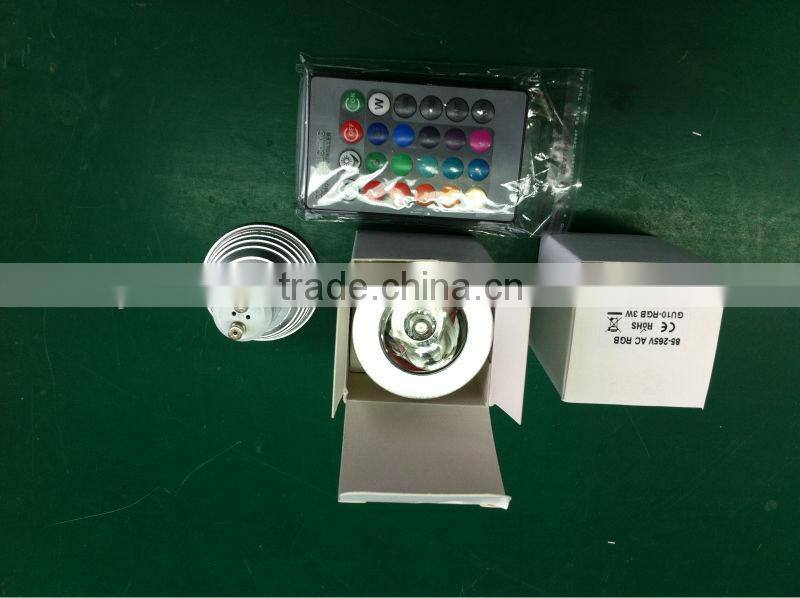 3w 12v led rgb dmx spotlight mr16 e27 gu10