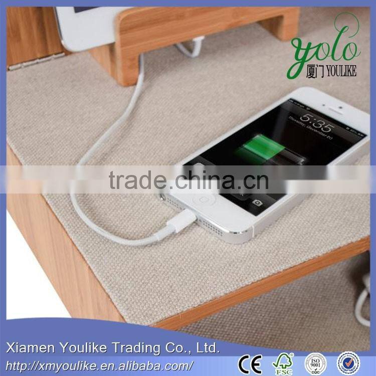 Corner Multi-Device Bamboo Charging and Sunglass Station with Drawer