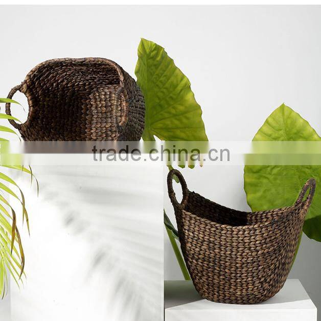 Water hyacinth woven storage basket