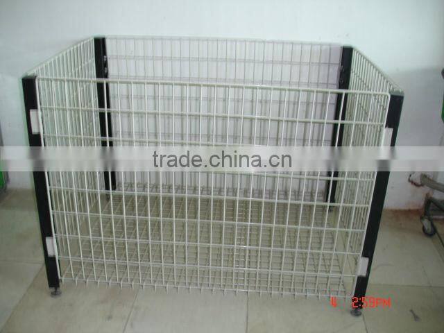 Popular Collapsible Warehouse Cage with 4 Wheels Foldable Metal Wire Container