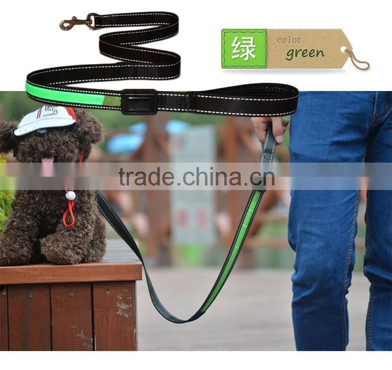 New Promotion Solar charging dog leash USB rechargeable LED lead