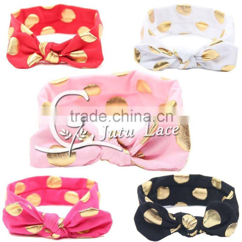 New Full Head Cover Head Turban Head Wrap Hair accessories, Wholesale gold foil dot bunny ear Dot Turban Headbands