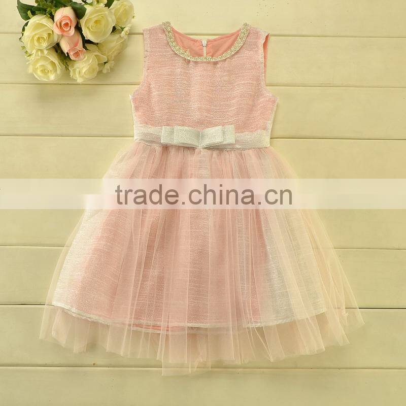 Aqua Pink color kids party wear dresses for girls of 2-6 years