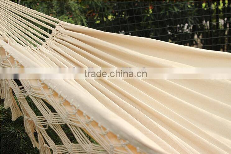 Wholesale Cheap Custom Linen Cotton Camping Outdoor Hammock with Macrame
