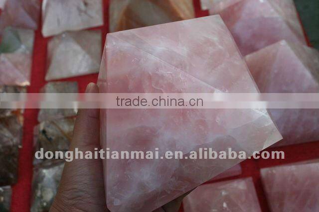 Rock Natural Clear QUARTZ PINK Crystal HEALING Pyramid , Gift