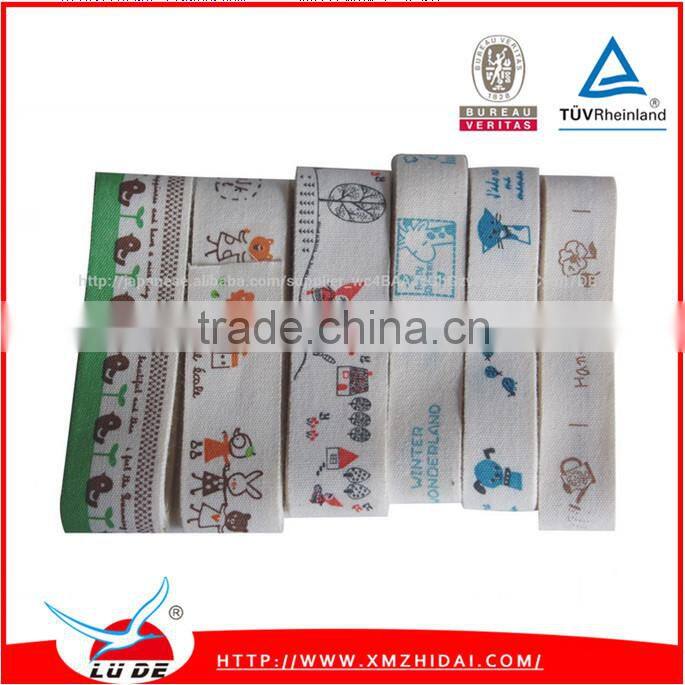 2016 High quality custom design printed cotton ribbon for wholesale