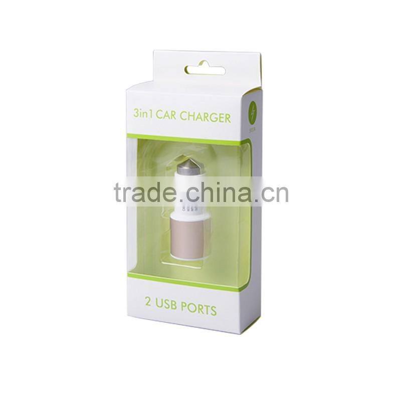 safety hammer car charger Promotional Cheap Bulk Aluminum Alloy 2 Ports USB car charger