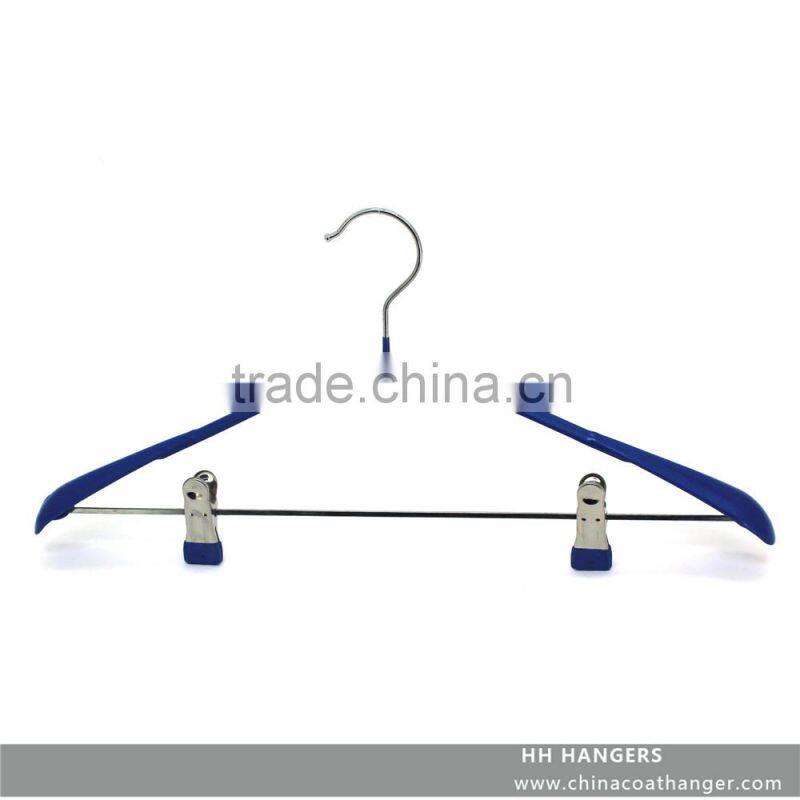 The HEAD metal suit hanger with eco-friendly blue rubber paint coating and metal clips