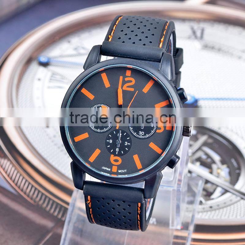 Black Dial Silicone Quartz Analog Water Resistant Shenzhen Sports Watches Men