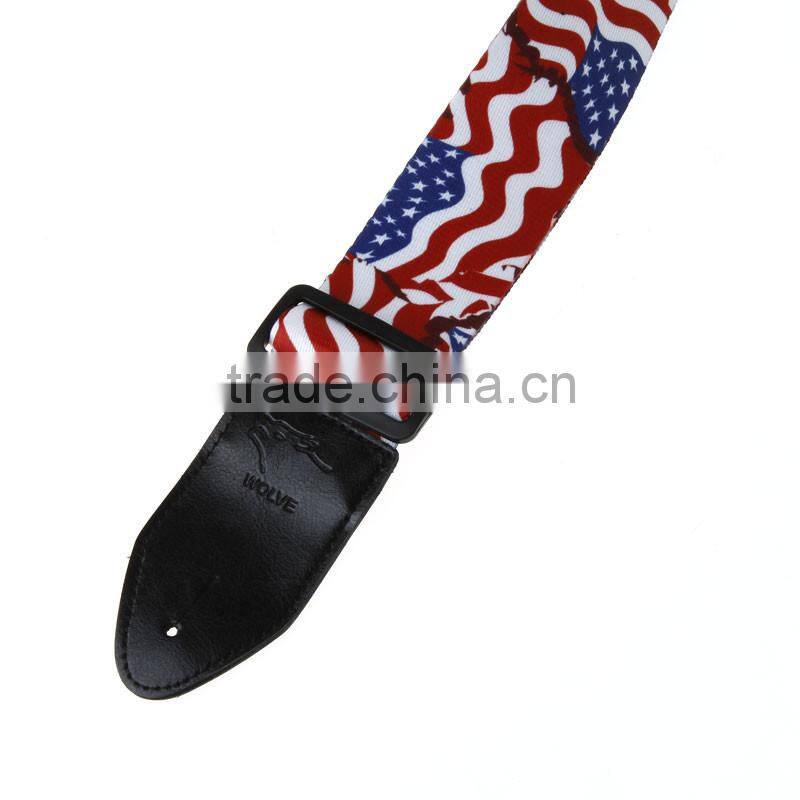 Adjustable Buckle Electric Guitar Acoustic Strap American Flag Print