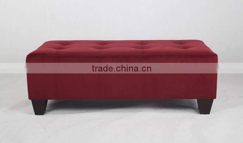 french home furniture oak wood frame linen upholstered ottoman