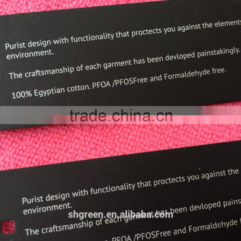 High quality Spot UV light brand name special paper hangtag