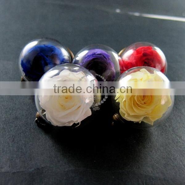 30mm glass dome pendant with red,purple,yellow,white,blue real preserved rose blossom flower lovers charm 1810395