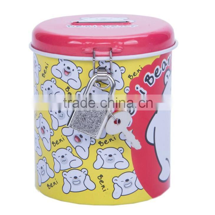 tin round money box