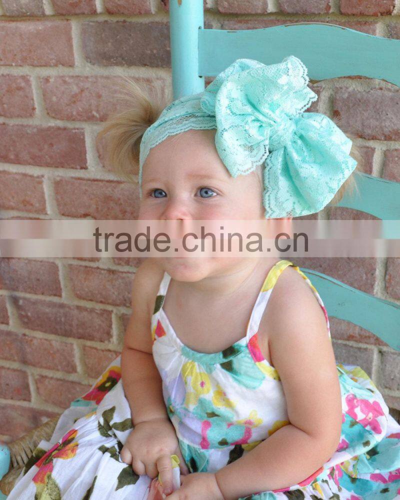 Lovely mixed color lace bowknot headband, flower lace headband baby headband Alibaba 2016