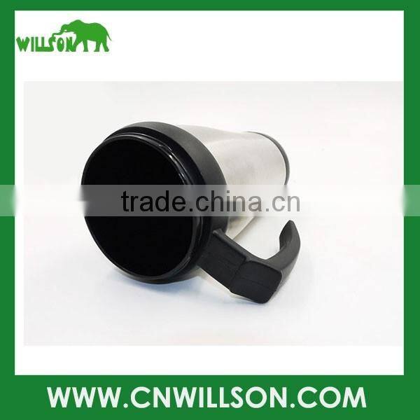big size stainless steel double wall thermal office use mug with handle and lid