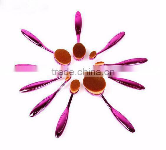 New Hot Sale10pcs Makeup Brushes Set Eyeshadow Foundation Blush Cosmetic Brush Rose Red Fashionable Oval Makeup Brush Tools