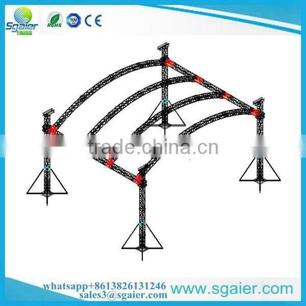 Aluminum arch roof truss ,curve roof truss 4 pillar 12m by 10m for sale