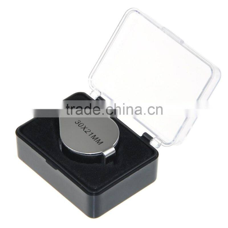 2016 New Design 30X 21mm Silver Colored Diamond Loupe Handheld Jewelry Magnifier