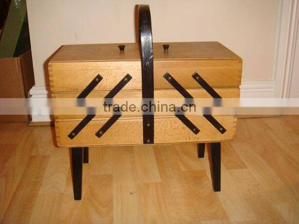 Dog Print Wooden Sewing Kit Basket w/ Accessories