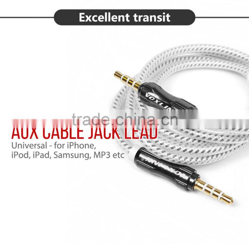 VOXLINK 1m/2m/3m/5m/8m/10m 3.5mm to 3.5mm Aluminium Jack Aux stereo Audio Cable Male to male Extension Cable