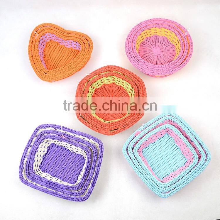 Custom made fancy mini plastic wicker woven baskets wholesale
