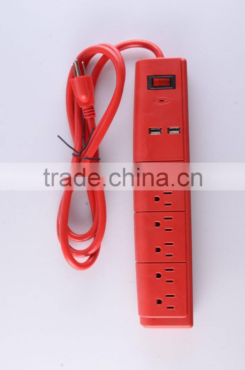 H30147 ETL/CETL Surge Protector 6 Outlet Power Strip with 2 USB Charging Ports Heavy Duty 15 AMP