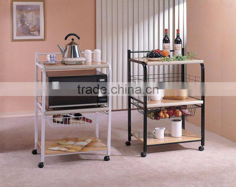 Free Standing Kitchen Microwave Cabinet Rack with Basket Drawer