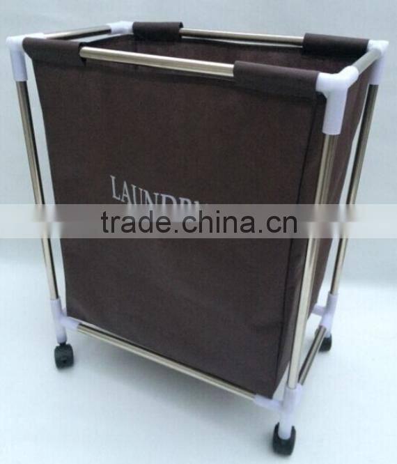 Store More Dark Brown Rolling Convenient Laundry Cart With Wheels