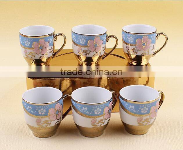 250ml golden printing ceramic mug with handle