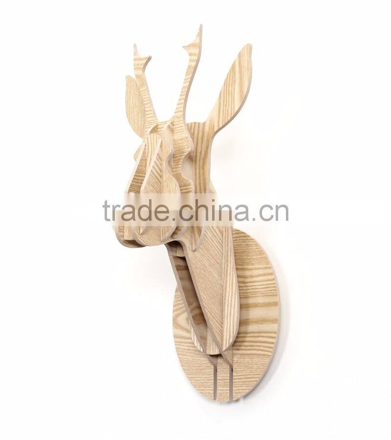 indoor wall mounted wooden little deer head decoration