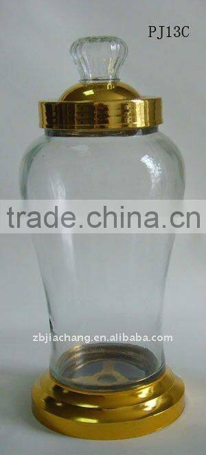 3L glass ginseng jar with metal rack PJ13C