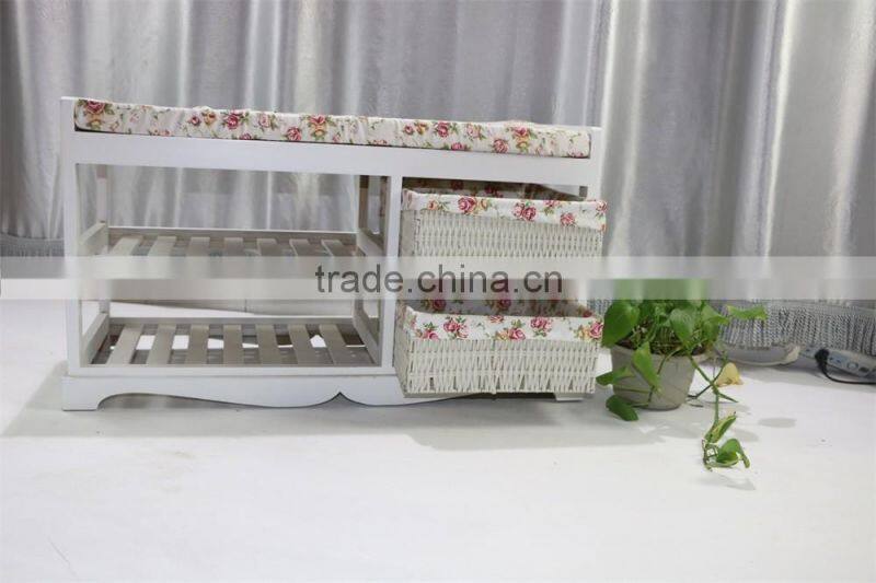 Wood shoe rack with cushion