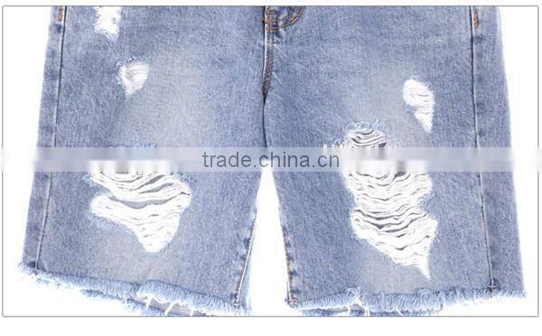 Women fifth denim pants summer short ripped jeans