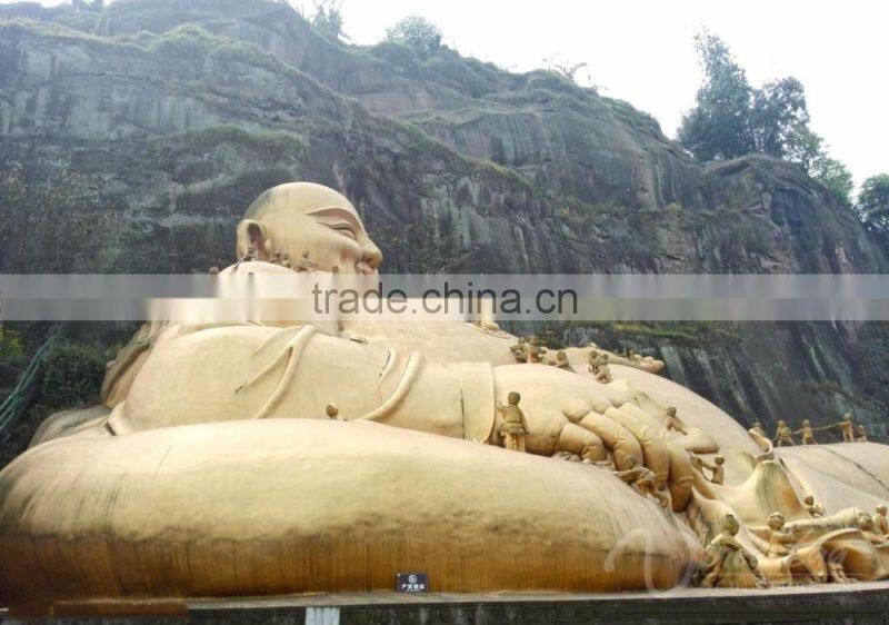 Outdoor fengshui decoration metal crafts bronze happy buddha statues for sale