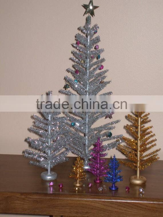 tabletop silver aluminum Christmas tree